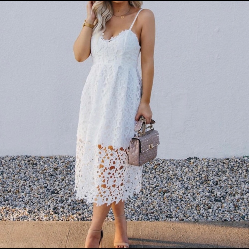 White Midi Lace/Crochet Dress